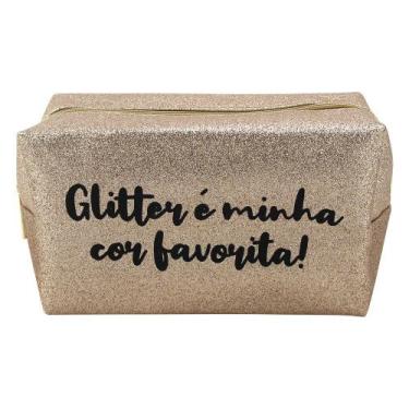 Imagem de Necessaire Feminina Em Gliter Estojo De Viagem Organizador - C3b, Azul