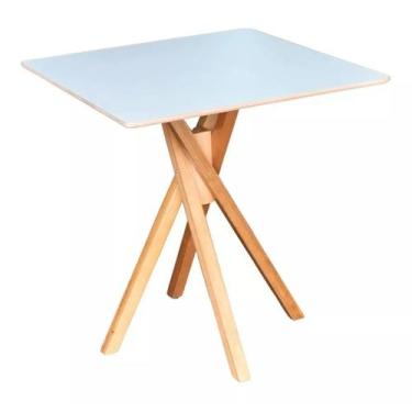 Imagem de Mesa De Jantar Quadrada de Madeira 90cm - Cor Do Tampo Branco - Pizarr
