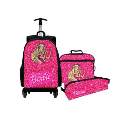 Imagem de Kit Mochila Bolsa Escolar Infantil Com Rodinha Carrinho + Lancheira Té