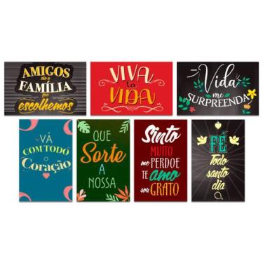 Imagem de Kit 7 Placas Decorativas Frases Motivacional Fé Mdf 20x13 cm - Art Pri