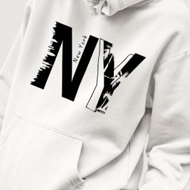 Imagem de Blusa Moletom Genuine Grit Masculina Estampada Algodão 30.1 NY, Branco