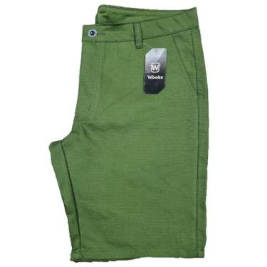 Imagem de Bermuda Masculina Em Sarja Liso Colorido - Wooks, Verde, 44