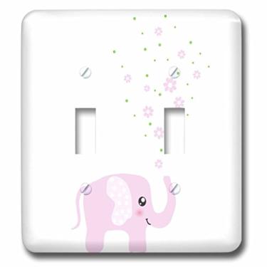 Imagem de 3dRose lsp_113125_2 Elefante rosa fofo soprando flores do tronco feminino Kawaii infantil animal bebê menina desenho desenho de luz
