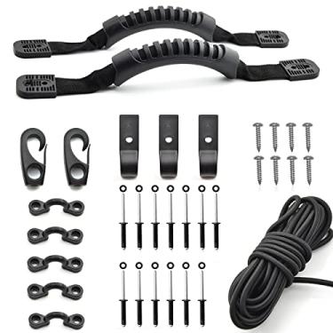 Imagem de GARDIGER Kit de aparelhamento de alça de transporte de caiaque – Alças de transporte de canoa de caiaque, 6 m, peças de substituição de cordão elástico de 6 mm para caiaques, canoas, barco e mala (pacote com 2)