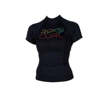 Imagem de Rip Curl Rashguard feminino Rip Curl Planet manga curta (preto, 14)