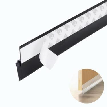 Imagem de Veda Porta Rodapé Adesivo 90cm Rodo Silicone Protetor - Stamaco, Preto