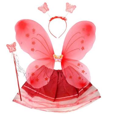 Imagem de Kit Asa de Borboleta Infantil Saia Tule Varinha e Tiara - Extra Festas