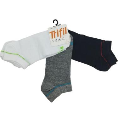 Imagem de Kit Meia 3 pares Casual Em Algodão Soquete Unissex Trifil T06234, Mult