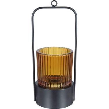 Imagem de Castiçal Decorativo Porta Vela Home&co Metal 25x10x9cm âmbar