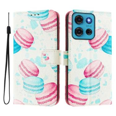 Imagem de Capa carteira para Motorola Moto G75, 3 compartimentos para cartão, 1 compartimento para dinheiro, capa flip de couro PU com padrão fofo, capa com fivela magnética à prova de choque, compatível com