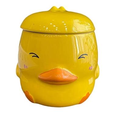 Imagem de Caneca de princesa com tampa 3D xícara de café de cerâmica xícara de chá lua presente escritório casa (sorriso de pato, 400 ml)