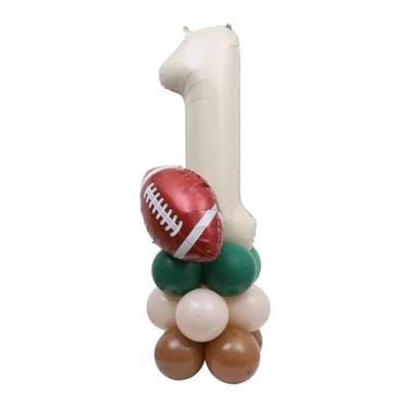 Imagem de First Year Down Balloon Tower DIY Kit - American Football Balloon Decorations, Sports Theme 1st Year Birthday Balloon Centerpiece, Touchdown Party Number Balloons