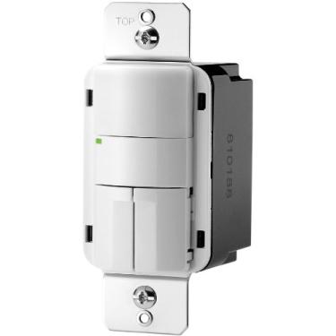 Imagem de Eaton Sensor de ocupação de parede infravermelho passivo de nível comercial OSP10D-W com relé duplo e placa de parede, 120/277V, branco