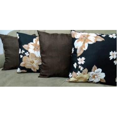 Imagem de Kit 4 Capas de Almofadas 45x45cm Gorgurinho Floral/Oxford Tabaco - THA