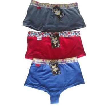 Imagem de Kit 2 calcinhas menina box,boxer infantil,suede,conforto - MDJ, P(4-6 