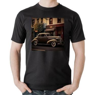 Imagem de Camiseta Algodão Carro antigo na cidade - Foca na Moda, Preto, GG