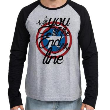 Imagem de Camiseta Manga Longa blusa Capitão América Escudo End Line - Empório D