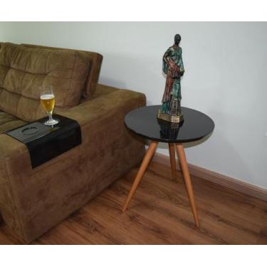 Imagem de Mesa Lateral Tampo Laqueado Para Sala Tampo 40 cm Tripé Pés Palito - l