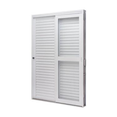 Imagem de Porta de Aço Veneziana de Correr Lateral 215x142cm 3 Folha Vidro Liso 