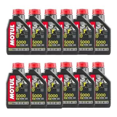 Imagem de Óleo Para Motor De Moto Motul 5000+ 10w-30 4t Kit C/ 12 Litros