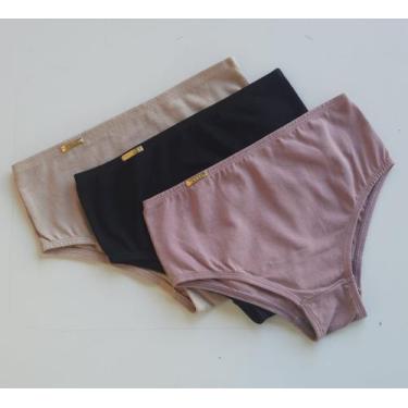Imagem de Kit 3 Calcinha De Algodão Cós Alto, Dia a Dia , Pós Parto E Gestante -