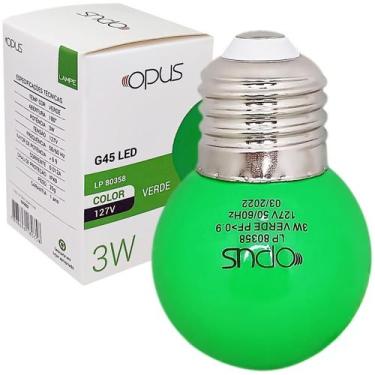 Imagem de Lâmpada bolinha Led 3W E27 Colorida Verde 127V - OPUS