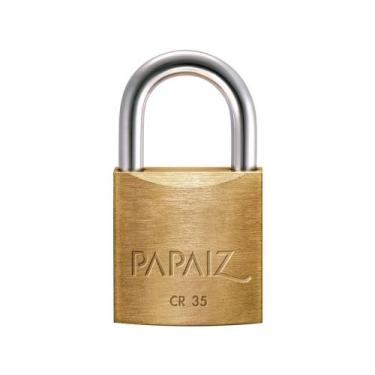 Imagem de Cadeado Chave Papaiz Clássica Standard CR35 - 35mm Amarelo e Cromado, 