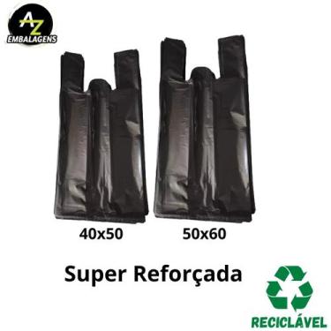Imagem de Sacola plástica reforçada 1kg vários tamanhos na cor preta - AZ, 50X60