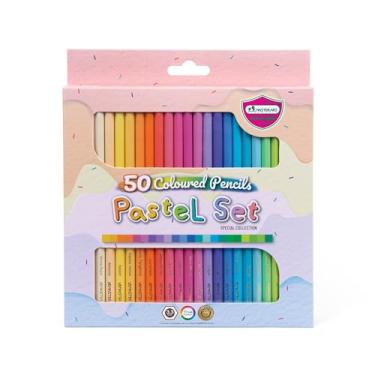 Imagem de MASTERART Lápis de cor pastel 50 cores para colorir crianças e adultos