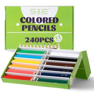 Imagem de S & E TEACHER'S EDITION Conjunto de lápis de cor, 240 peças, lápis de colorir para adultos e crianças, lápis de desenho para esboços, lápis de madeira de chumbo, lápis de cor de madeira, presentes de