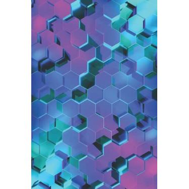 Imagem de Notebook - Neon Hexagons - A beautiful and unique FRENCH RULED LINED PAPER notebook/journal. 200 pages. 90gsm paper. A5 notebook: Travel Friendly - Back To School - Gift