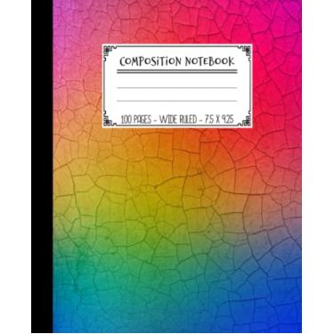 Imagem de Composition Notebook: Preppy Rainbow Colorful Aesthetic Book for Writing. Colored Marbled Composition Notebooks for Girls, Kids, School, Students and Teachers. High School Notebook