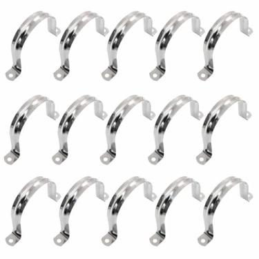 Imagem de Kyuionty 12 peças de grampos de conduíte de dois furos de 7,6 cm, alça de tubo rígido de aço inoxidável M75, braçadeira em U, suporte de alça de conduíte de tubo em U para fixação de tubos
