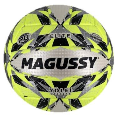 Imagem de Bola De Volei Elite Magussy, Branco, Preto, Amarelo