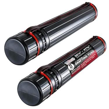 Imagem de U.S. Art Supply Tubo de desenho telescópico grande (pacote com 2) - 4-7/20.3 cm externo/4-1/5.1 cm de diâmetro interno, expande 77 cm a 129 cm, com alça de ombro