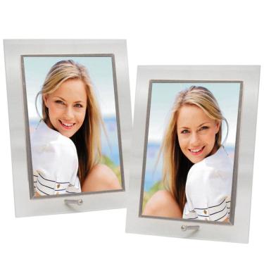Imagem de Jogo 2 Porta-Retratos Vidro Reto Prime Borda Prata 15x20 Vertical – Tuut