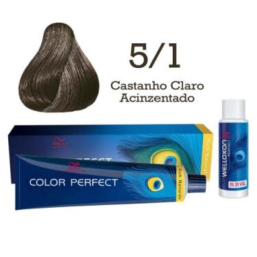 Imagem de Coloração Color Perfect 5.1 Castanho Claro Acinzentado Emulsão Oxi 30 