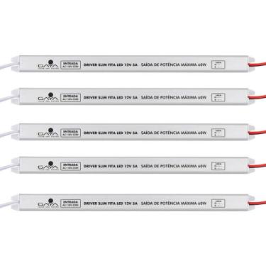 Imagem de Kit 5 Drivers Slim 5A 12V Até 60W Entrada Bivolt Ip20 Gaya, Bivolt