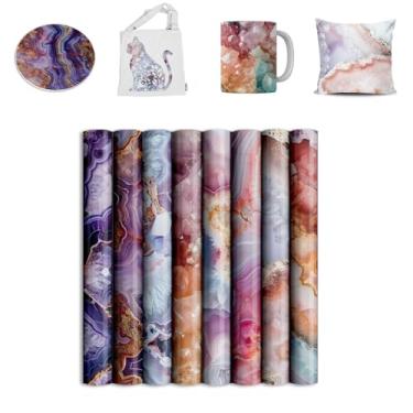 Imagem de Folhas de tinta de transferência de cristais de mármore para máquina de prensa térmica, 8 peças, 12 x 12, folhas de transferência de sublimação para copos em branco, camisetas,