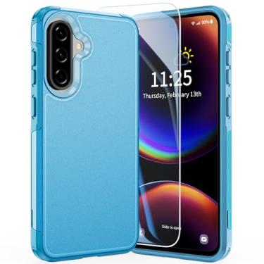 Imagem de AMILIFECASES Capa para Samsung Galaxy A36, com 1 pacote de protetor de tela HD, resistente e proteção de camada dupla de queda de grau militar de 3,7 m para Galaxy A36 5G - azul claro