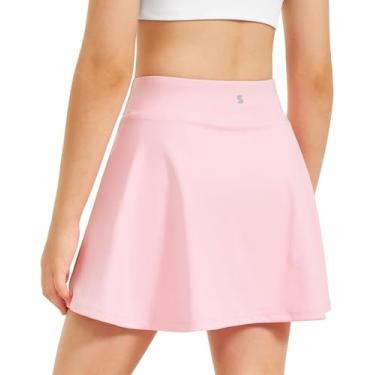Imagem de Stelle Saias de tênis para meninas com bolsos shorts atléticos shorts internos cintura alta esportes golfe corrida saia, rosa, 5-6 Anos