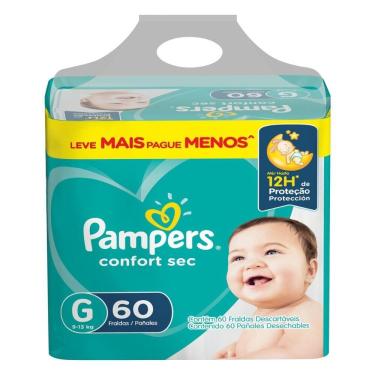 Imagem de Fralda Descartável PAMPERS Confort G com 60 Unidades Leve Mais Pague Menos