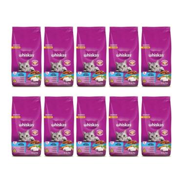 Imagem de Kit Ração para Gatos Castrados Peixe 10 Pacotes - WHISKAS