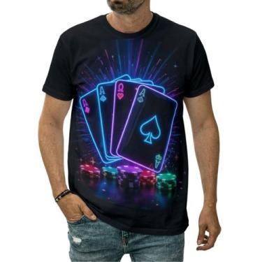 Imagem de Camiseta Poker Player Cartas Baralho Cassino Sorte Arte - Darkwood, GG