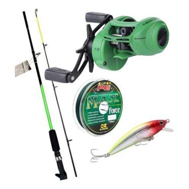 Imagem de Carretilha Anticabeleira+ Vara Ottoni 40 Lb Tucunaré Dourado - Kawana