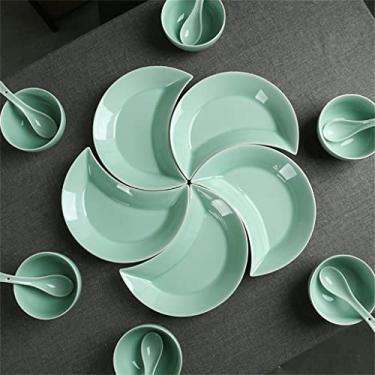 Imagem de Conjunto de utensílios de mesa de cerâmica para reunião, tigelas de sopa, prato de jantar (D conforme mostrado)