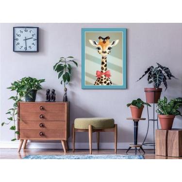 Imagem de Quadro Decorativo Girafa Baby C/ Laço Sala Quarto + Vidro A4 - Genéric