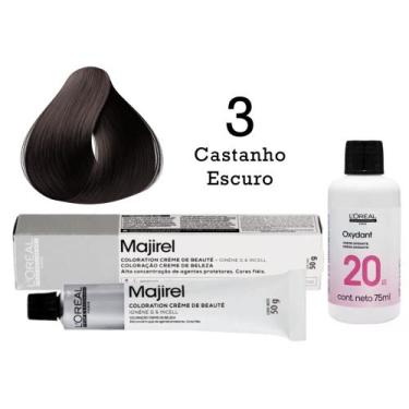 Imagem de Coloração Majirel 3 Castanho Escuro + Emulsão Oxi 20 Vol. 75ml  L'Oréa