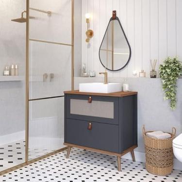 Imagem de Gabinete Banheiro em Mdf com Cuba 80cm Mgm Veneto Cinza