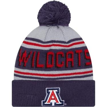 Imagem de New Era Arizona Wildcats Navy Wordmark Cheer Sideline Sport Cuff Gorro com pompom - Boné de inverno com punho NCAA